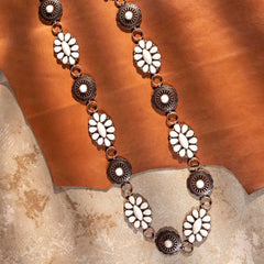 Rustic Couture  Western Squash Blossom Concho Link Chain Belt