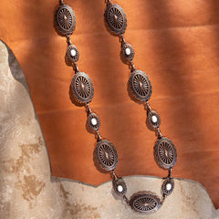 Rustic Couture Western Oval Stone Concho Link Chain Belt