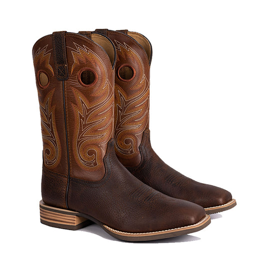 Men's Pull-On Embroidered Square Toe Western Boots