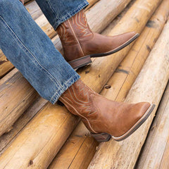 Men's Embroidered Wide Toe Cowboy Boots