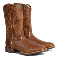 Men's Embroidered Wide Toe Cowboy Boots