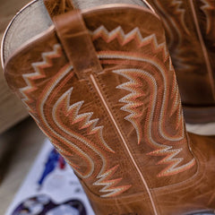 Men's Embroidered Wide Toe Cowboy Boots