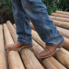 Men's Embroidered Wide Toe Cowboy Boots