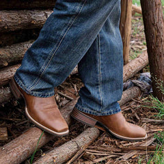 Men's Embroidered Wide Toe Cowboy Boots