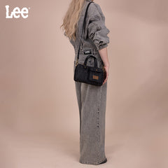 LEE Denim Canvas Barrel Satchel Top Handle Crossbody Bag