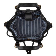 LEE Striped Denim Canvas Drawstring Bucket Bag Convertible Backpack