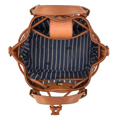 LEE Striped Denim Canvas Drawstring Bucket Bag Convertible Backpack