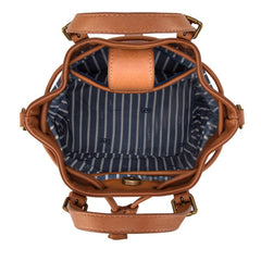 LEE Striped Denim Canvas Drawstring Bucket Bag Convertible Backpack