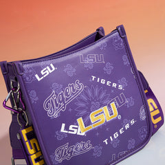 Louisiana State University Fighting Tigers Crossbody Purse With Wristlet Keychain