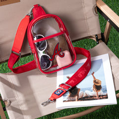 MLB-AB30-001 MLB Atlanta Braves Clear Mini Sling Stadium Bag