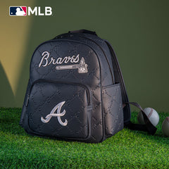 MLB Atlanta Braves Sports Baseball Backpack-Navy