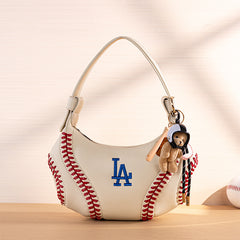 Mini Baseball Keychain with Wooden Bat