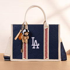 Mini Baseball Keychain with Wooden Bat