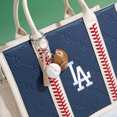 Mini Baseball Keychain with Wooden Bat