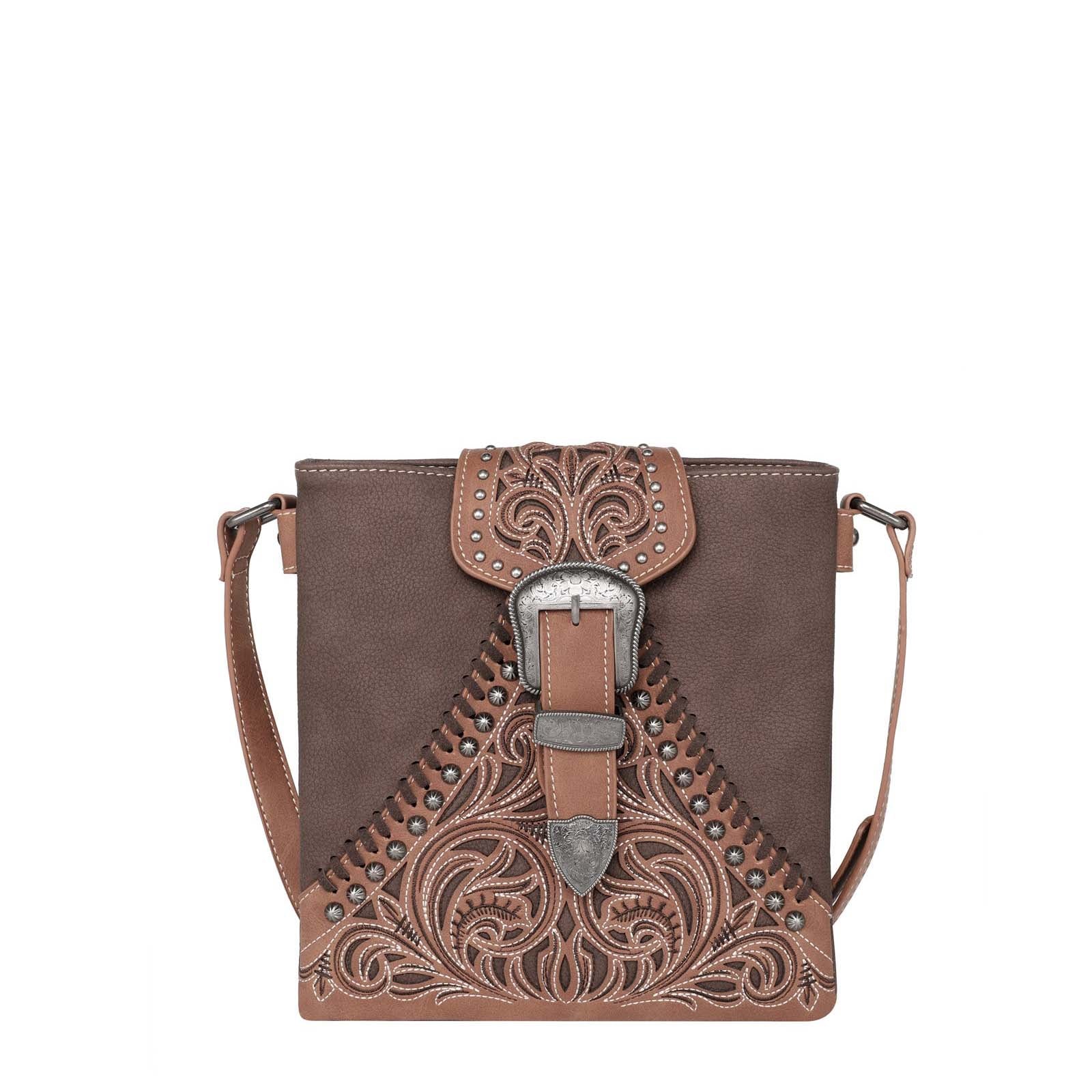 Montana West Floral Embroidered Buckle Collection Concealed Carry Crossbody