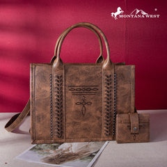 Montana West Whipstitch Concealed Carry Tote With Matching Bi-Fold Wallet