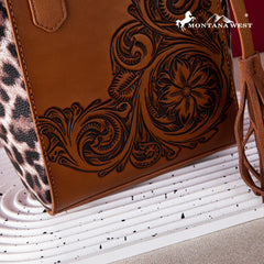 2024 New Montana West Floral Embossed Leopard Collection Bag