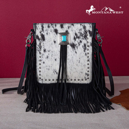 Montana West Genuine Leather Hair-On Cowhide Fringe Bohemian Crossbody