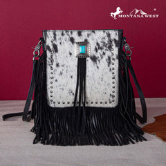 Montana West Genuine Leather Hair-On Cowhide Fringe Bohemian Crossbody