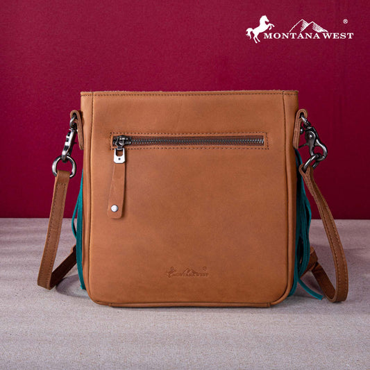 Montana West Genuine Leather Hair-On Cowhide Fringe Bohemian Crossbody