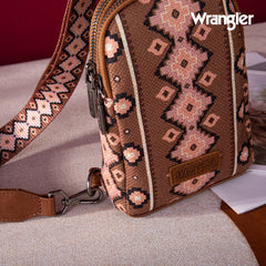 2024 New Wrangler Southwestern Print Canvas Crossbody/Sling/Chest Bag-Dark Brown