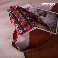 2024 New Wrangler Southwestern Print Canvas Crossbody/Sling/Chest Bag-Hot Pink