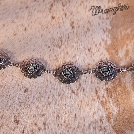 Wrangler Oval Flower Shape Camellia Central with Turquoise Chain Belt
