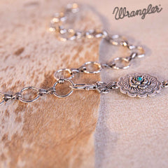 Wrangler Oval Flower Shape Camellia Central with Turquoise Chain Belt