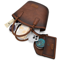 Wrangler Braided Ombre Leather Tote Bag Set