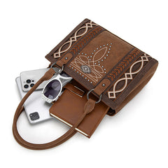Montana West Diamond Cross Stitch Concealed Carry Tote Bag