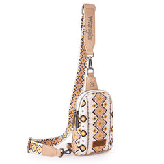 2024 New Wrangler Southwestern Print Canvas Crossbody/Sling/Chest Bag-Tan