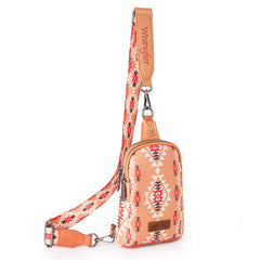 2024 New Wrangler Southwestern Print Canvas Crossbody/Sling/Chest Bag-Orange