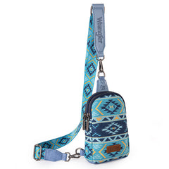 2024 New Wrangler Southwestern Print Canvas Crossbody/Sling/Chest Bag-Navy