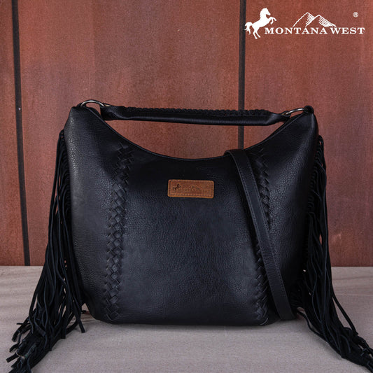 MWF1007G-9360 Montana West Fringe Collection Concealed Carry Hobo/Crossbody -Black