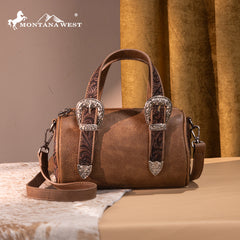 Montana West Western Tooled Buckle Collection Mini Barrel Crossbody Bag
