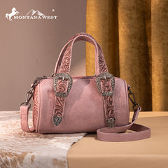 Montana West Western Tooled Buckle Collection Mini Barrel Crossbody Bag