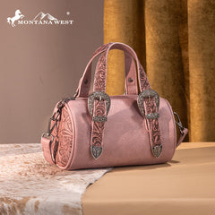 Montana West Western Tooled Buckle Collection Mini Barrel Crossbody Bag