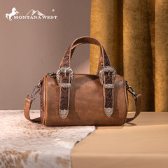 Montana West Western Tooled Buckle Collection Mini Barrel Crossbody Bag