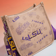 Louisiana State University Fighting Tigers Crossbody Purse With Wristlet Keychain