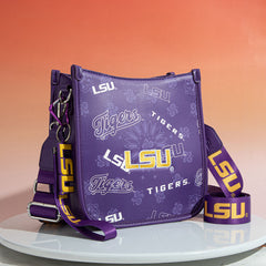 Louisiana State University Fighting Tigers Crossbody Purse With Wristlet Keychain