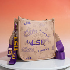Louisiana State University Fighting Tigers Crossbody Purse With Wristlet Keychain