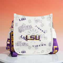 Louisiana State University Fighting Tigers Crossbody Purse With Wristlet Keychain
