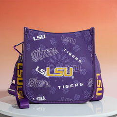 Louisiana State University Fighting Tigers Crossbody Purse With Wristlet Keychain