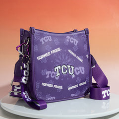 Texas Christian University Horned Frogs Crossbody Purse With Wristlet Keychain