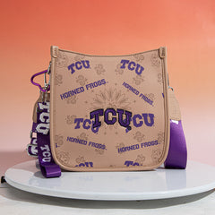 Texas Christian University Horned Frogs Crossbody Purse With Wristlet Keychain
