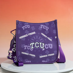 Texas Christian University Horned Frogs Crossbody Purse With Wristlet Keychain