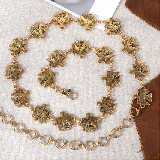 Rustic Couture Thunderbird Concho Link Chain Belt
