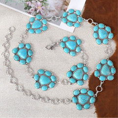 Rustic Couture Western Stone Concho Link Chain Belt