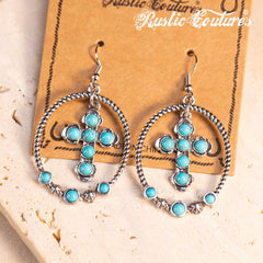 Rustic Couture's® Navajo Turquoise Cross Dangling Earring