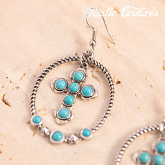 Rustic Couture's® Navajo Turquoise Cross Dangling Earring